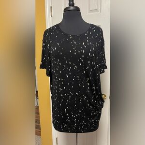 Apt. 9 Black Tee with Gold and White Accents